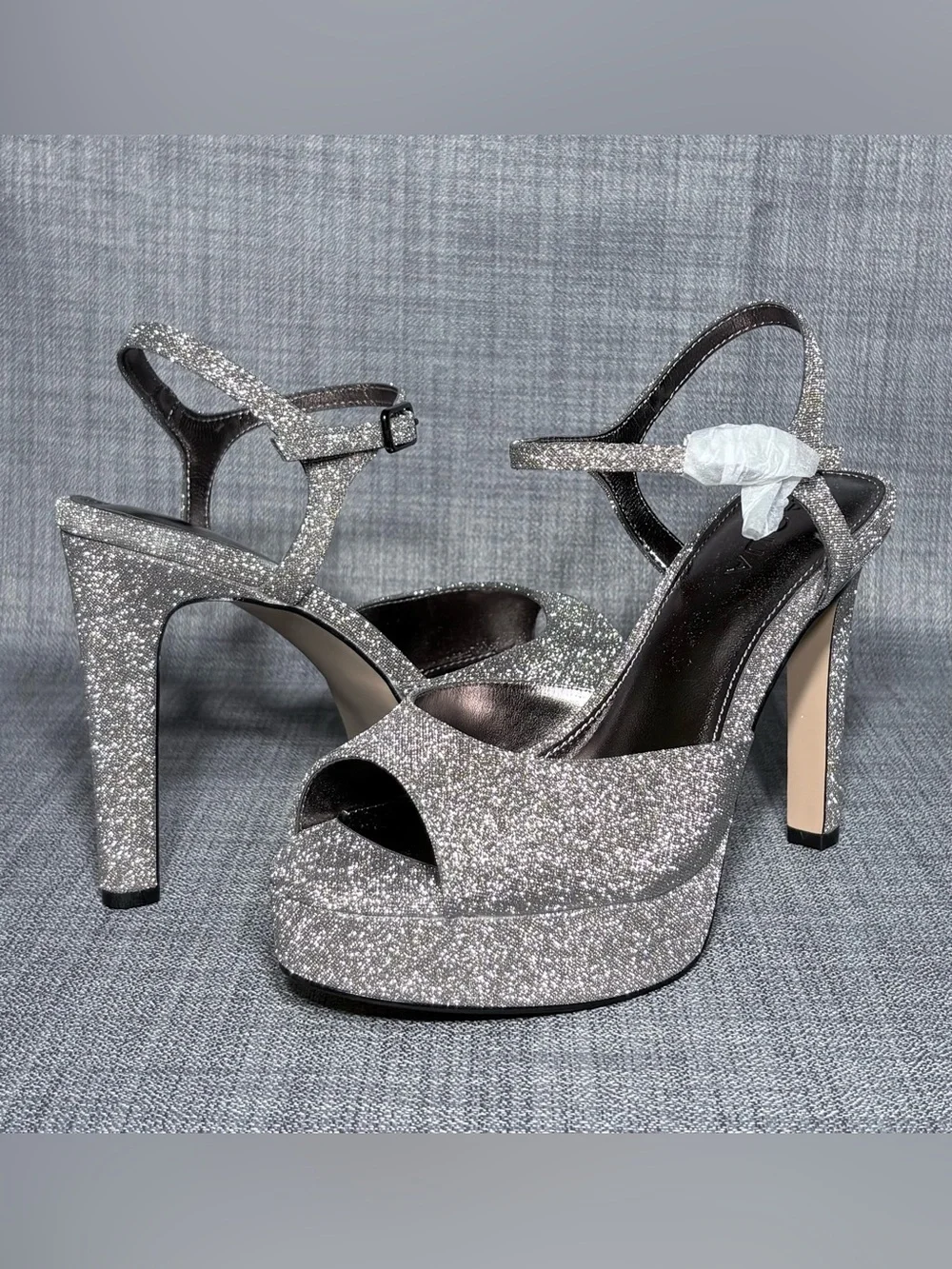 Aqua Women's Poppy Glitter Platform Sandals Silver Size 8